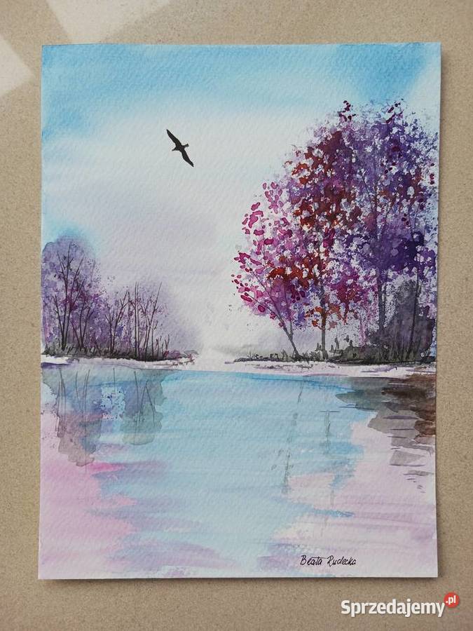 Akwarela Akwarelka Obraz pt W locie 18 x 24 Łódź