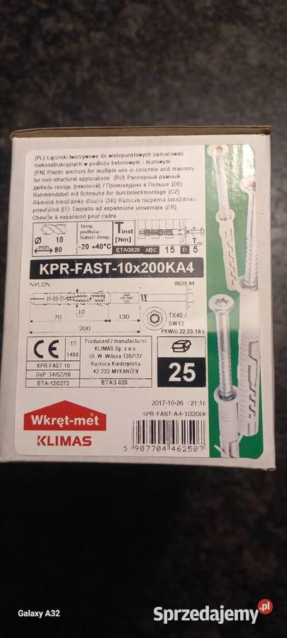 Kołki Ramowe Klimas 10x200 Kraków