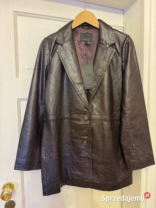 Kurtka skórzana brązowo burgundowa naturalna Inny rodzaj