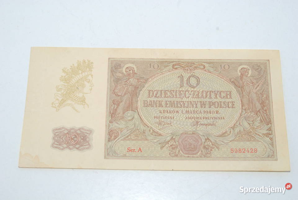 Stary banknot 10 złotych 1940 antyk rzadki śląskie Cieszyn