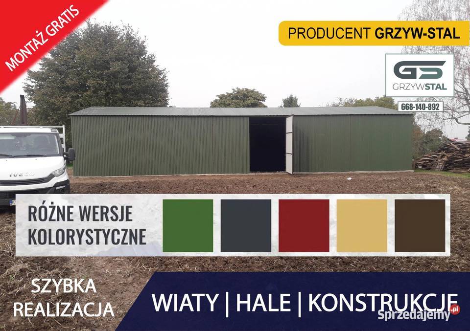 Garaż Blaszany 14x6 - HALA - Magazyn na maszyny - Wiata - GRZYWSTAL