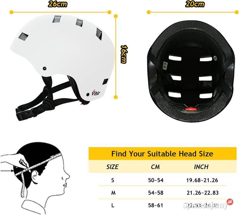Kask rowerowy Vihir MTB BMX biały rozmiar S Gaszowice