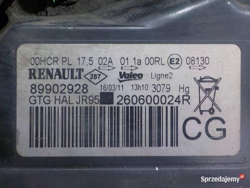 RENAULT SCENIC III 16 VVT 11r 5D lampa lewa Suków