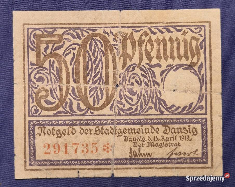 Wolne Miasto Gdańsk 50 fenigów 1919 Kolekcje dolnośląskie Wałbrzych