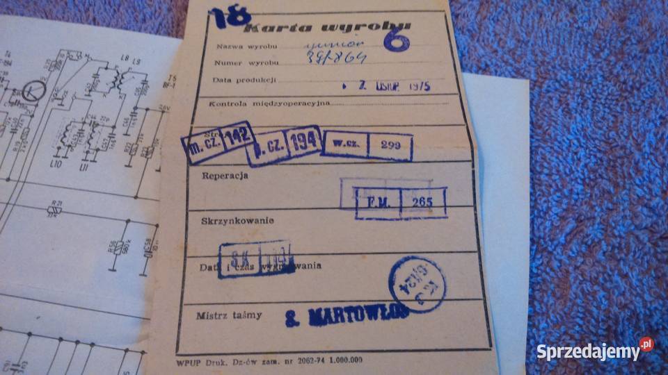 Radio Junir schemat instr karta gwar wyrobuPR Tuszkowo