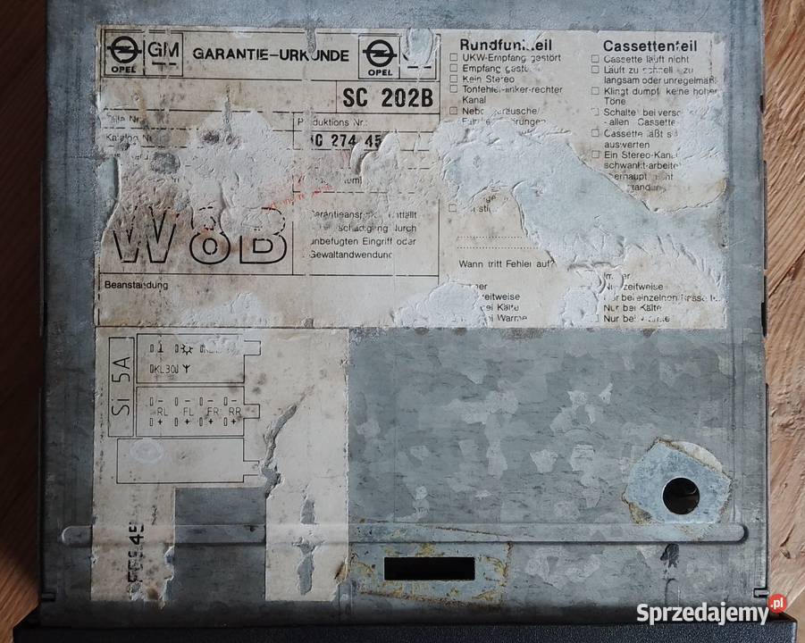 radio Opel SC 202B Sprzęt audio fabryczny