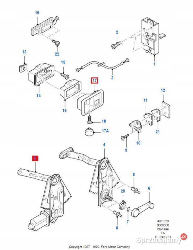PLASTIK OSŁONA DRZWI PRAWY TYŁ FORD ESCORT 9501 Osłony i zaślepki