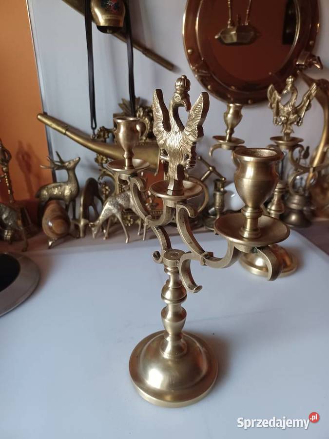 Piękny masywny mosiężny świecznik Księstwo Świeczniki Poznań