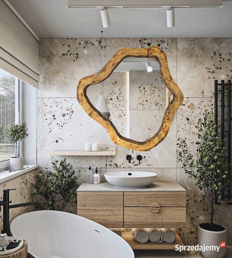 niebanalne lustro do łazienki w drewnianej ramie Rzeszów
