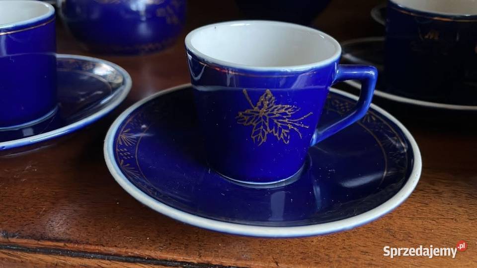 Kobaltowy serwis do kawy espresso D P R K Korea Porcelana i szkło Gdańsk