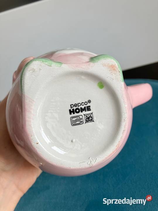 Nowy pastelowy kubek gnom różowy duży ceramika Nisko sprzedam