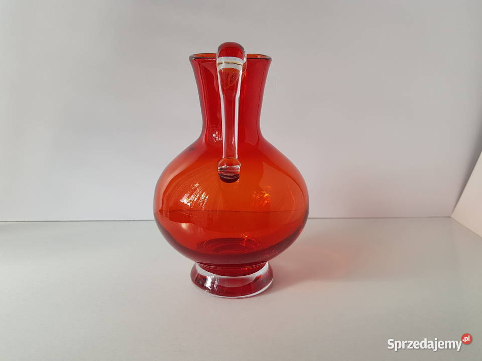 Mały dzbanek dzbanuszek kolorowe szkło PRL Dąbrowa Górnicza