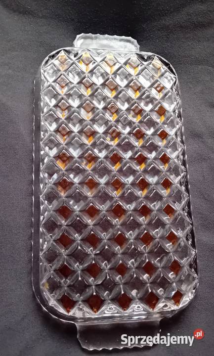 Kryształowa tacka z lazurowanym na kolor miodowy Koźminek