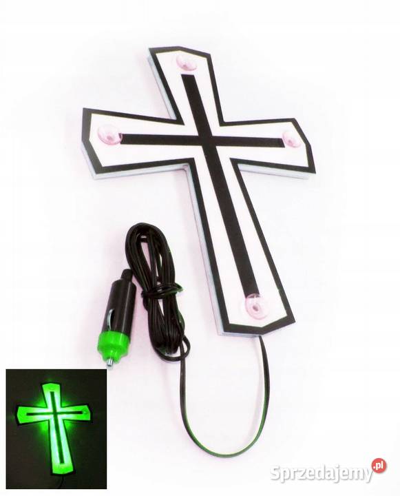 KRZYZ LED tablica zielony tabliczka krucyfiks