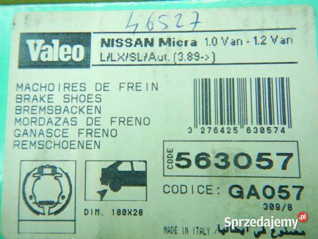 SZCZĘKI HAMULCOWE TYŁ VALEO NISSAN MICRA 89 10 osobowe