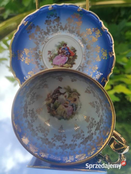 Urocza kolekcjonerska filiżanka ze spodkiem Porcelana i szkło