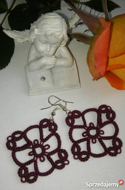 Kolczyki Frywolitkowe Kolczyki Wiśniowa sprzedam