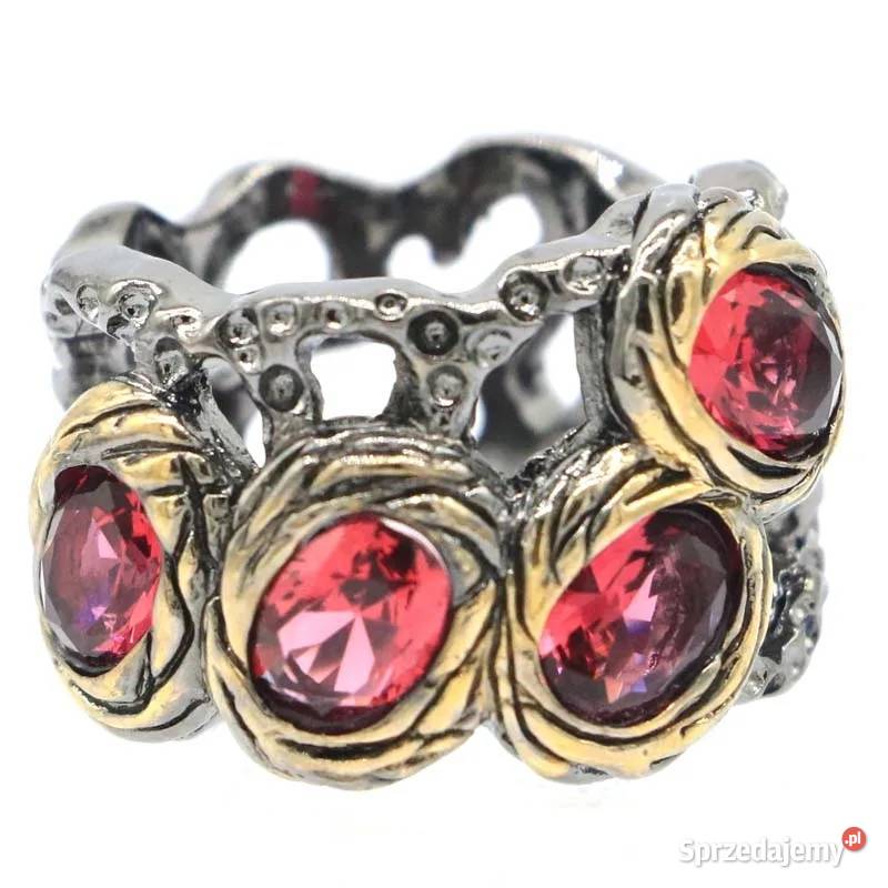 Styl Vintage pierścień z granatem rozmiar 16 Słupsk