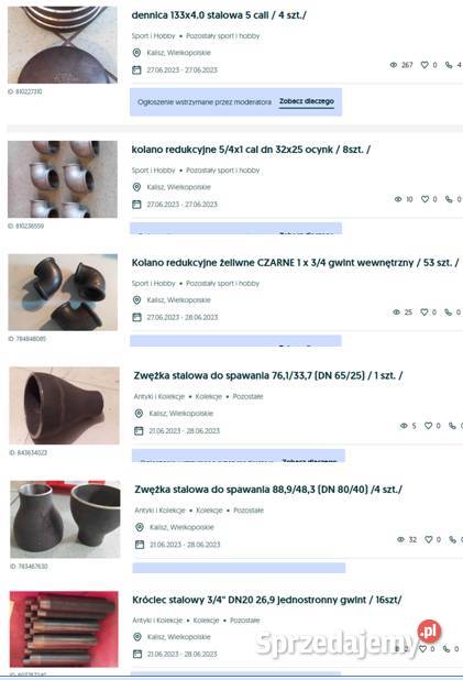 zwężka stalowa kolano stalowe dennica trójnik Kalisz