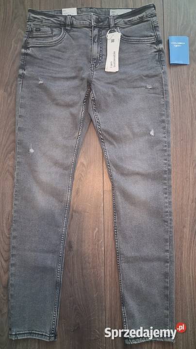 NOWE szare jeansy slim EDC by Esprit W29 L30 czerwony Łódź