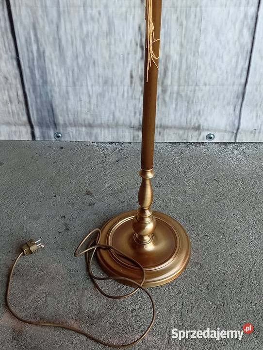 Mosiężna lampa podłogowa z abażurem 328 Byczyna sprzedam
