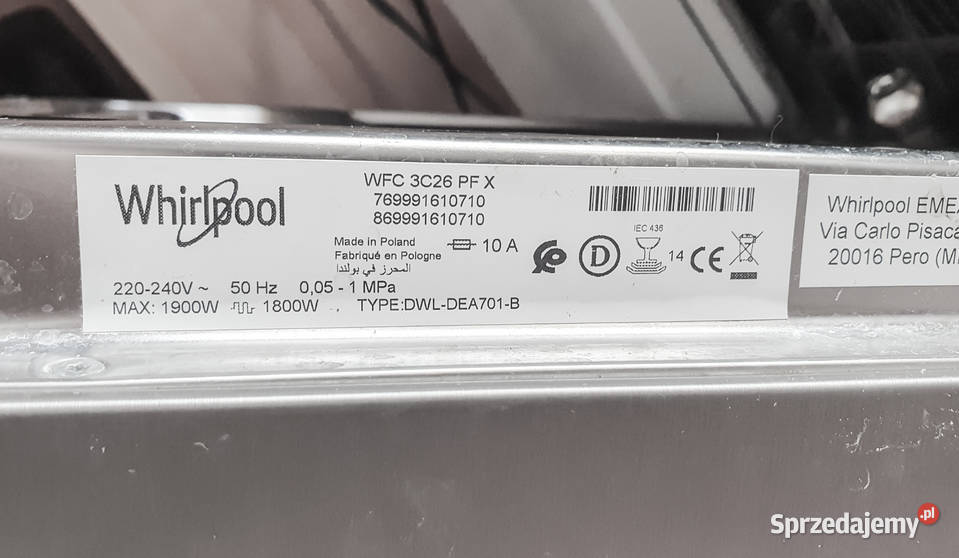 Zmywarka wolnostojąca Whirlpool WFC 3C26 PF X 60cm