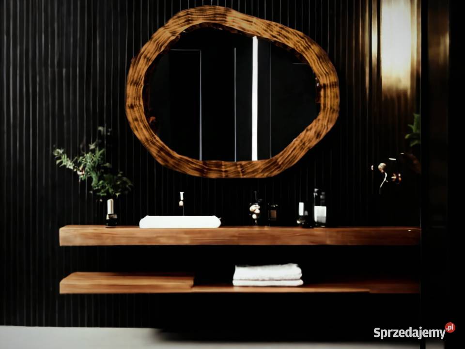 okrągłe ekskluzywne lustra do łazienki drewniane Rzeszów sprzedam