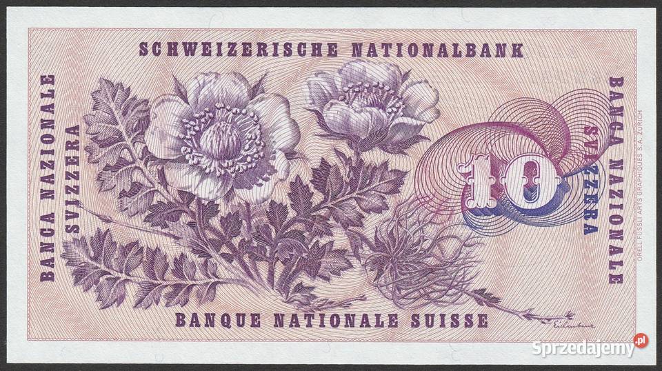 Szwajcaria 10 frank 1977 stan bankowy UNC