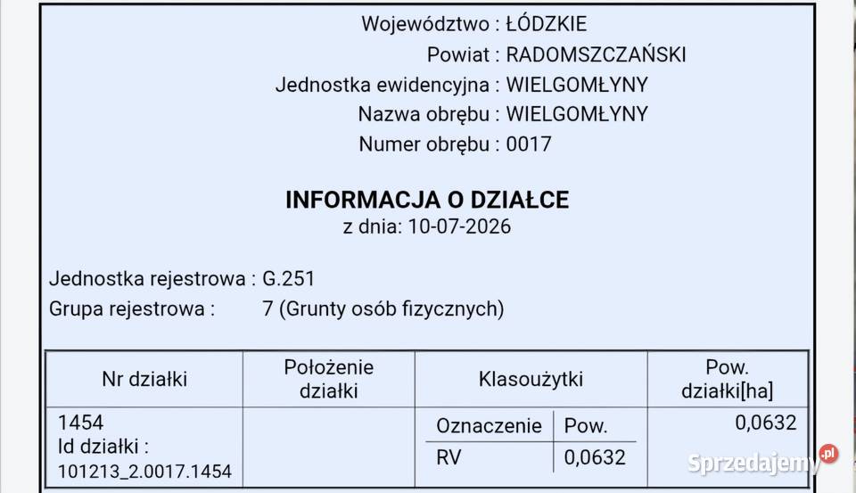 Działka budowlana 632 m2 Wielgomłyny