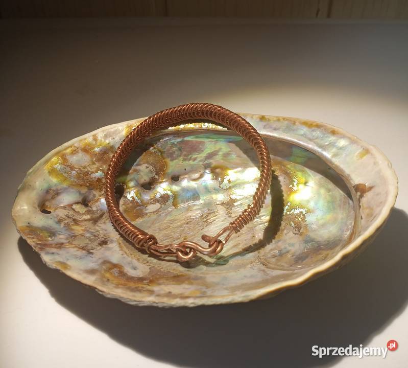 Ręcznie wykonana bransoleta z miedzi spiralna