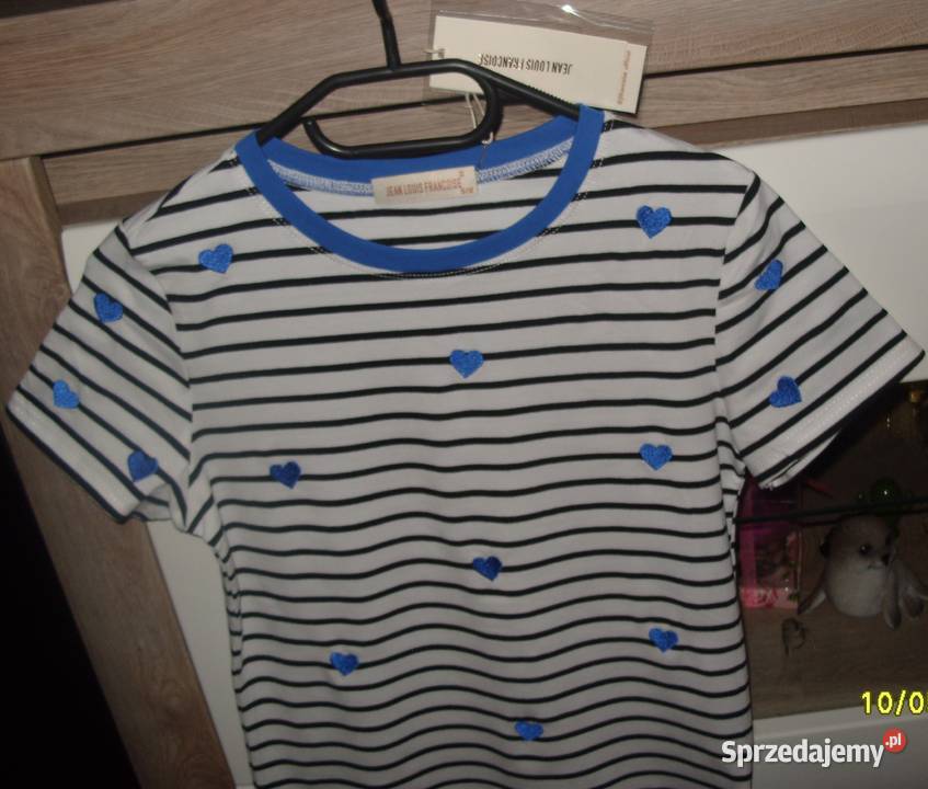 TSHIRT biały w czarne paseczki Chabrowe biały Rawicz