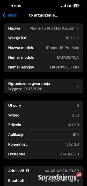 iPhone 15 Pro 512GB na gwarancji Sopot