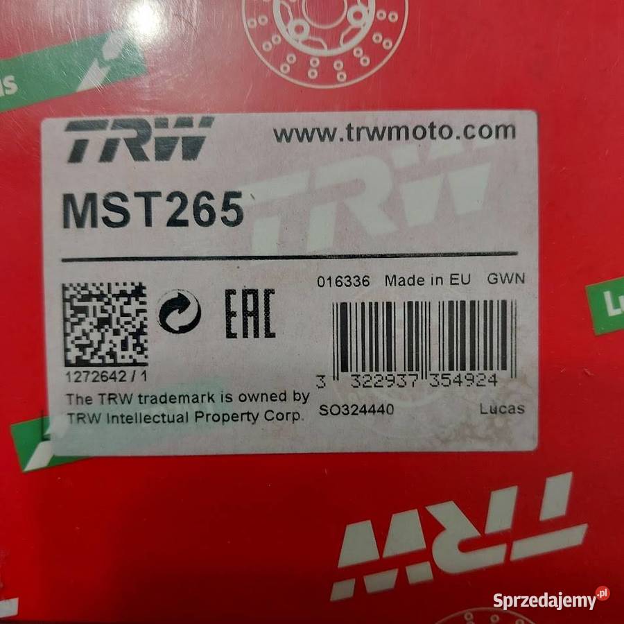 TRW Lucas MST265 przednia tarcza hamulcowa