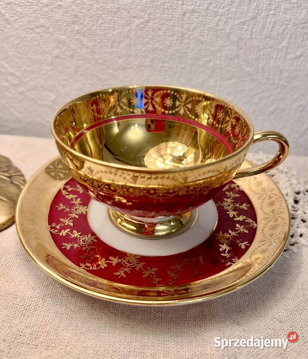 Elegancki Złoty Barok Mocca Serwis filiżanka Akcesoria kuchenne Kraków sprzedam