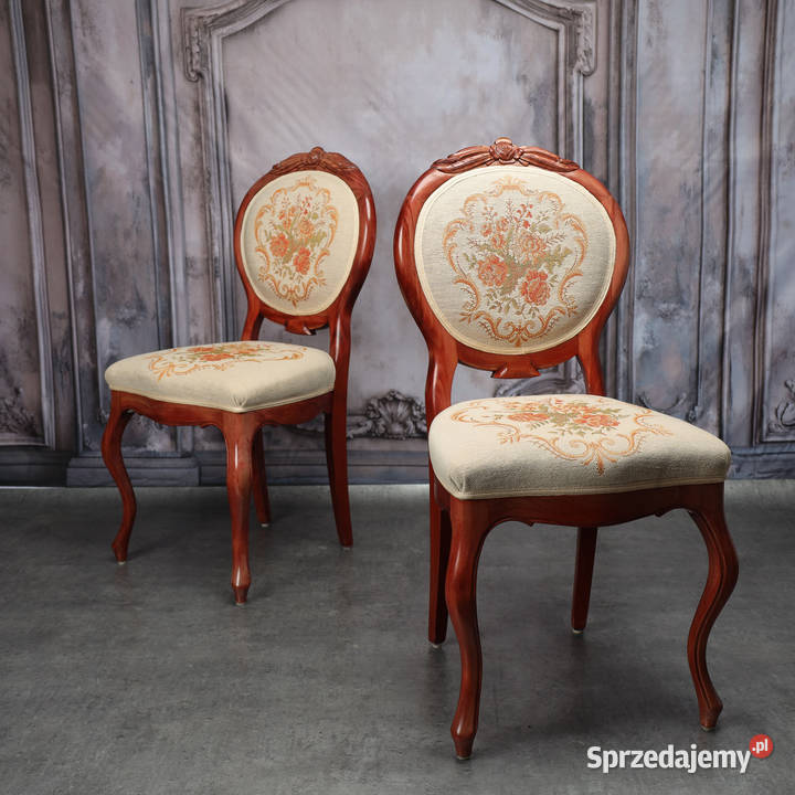 ARTexpert Para zdobionych krzeseł Ludwik Dobrzany sprzedam