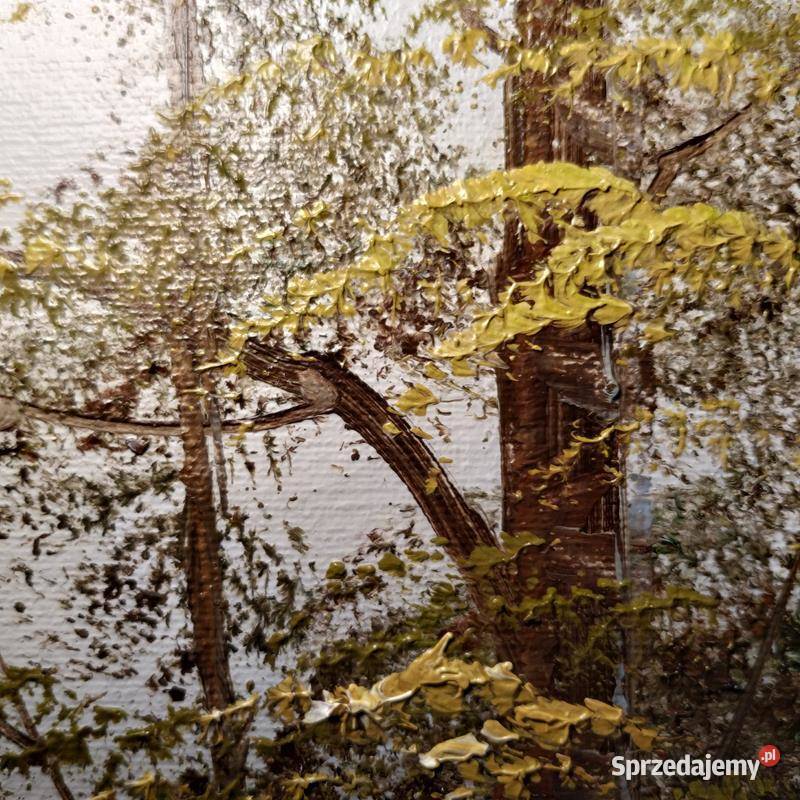 vintage obraz olejny na płótnie pejzaż górski wielkopolskie