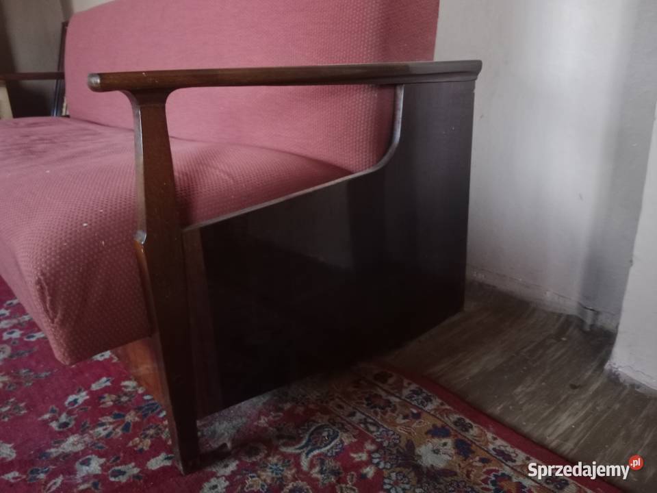 Klasyk PRL Stylowa Wersalka z Drewnianymi Bokami Ruda Śląska