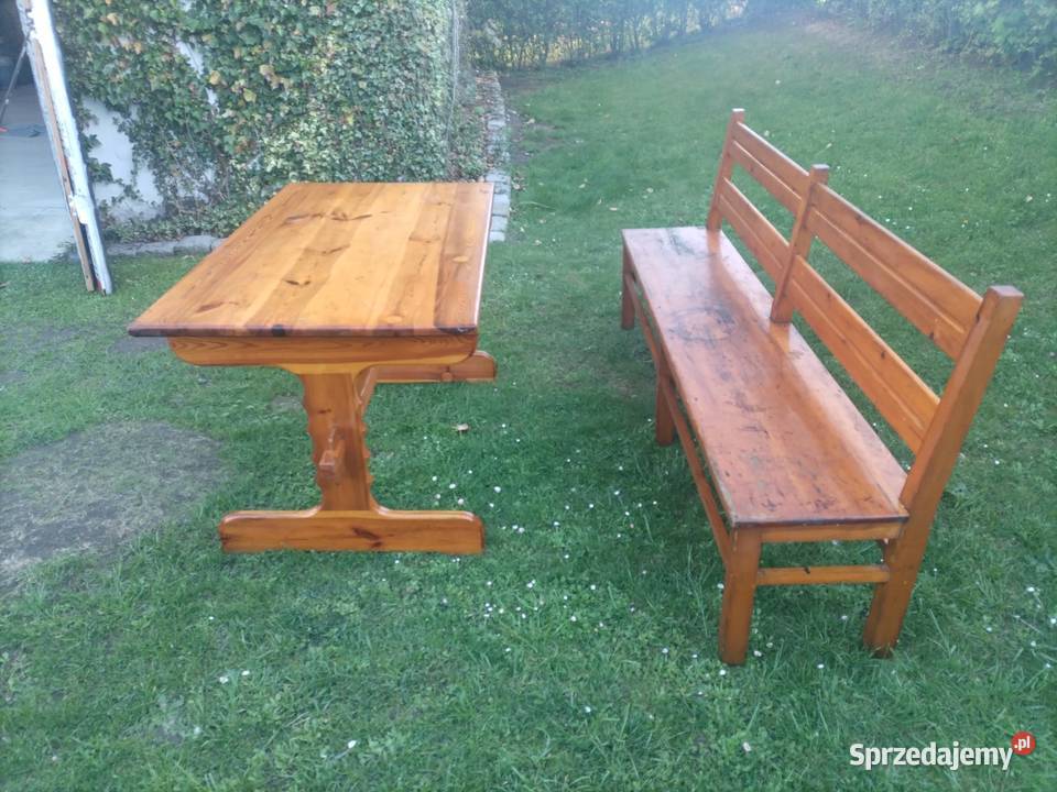 Stół drewniany z ławą