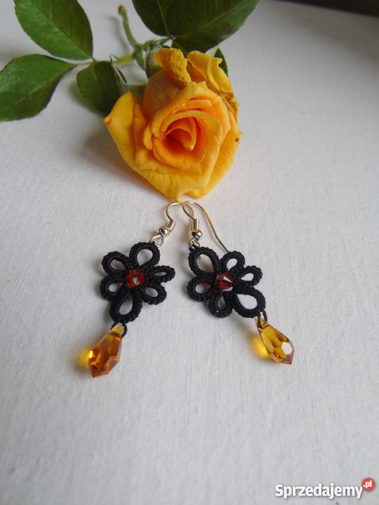 Kolczyki Frywolitkowe Wiśniowa