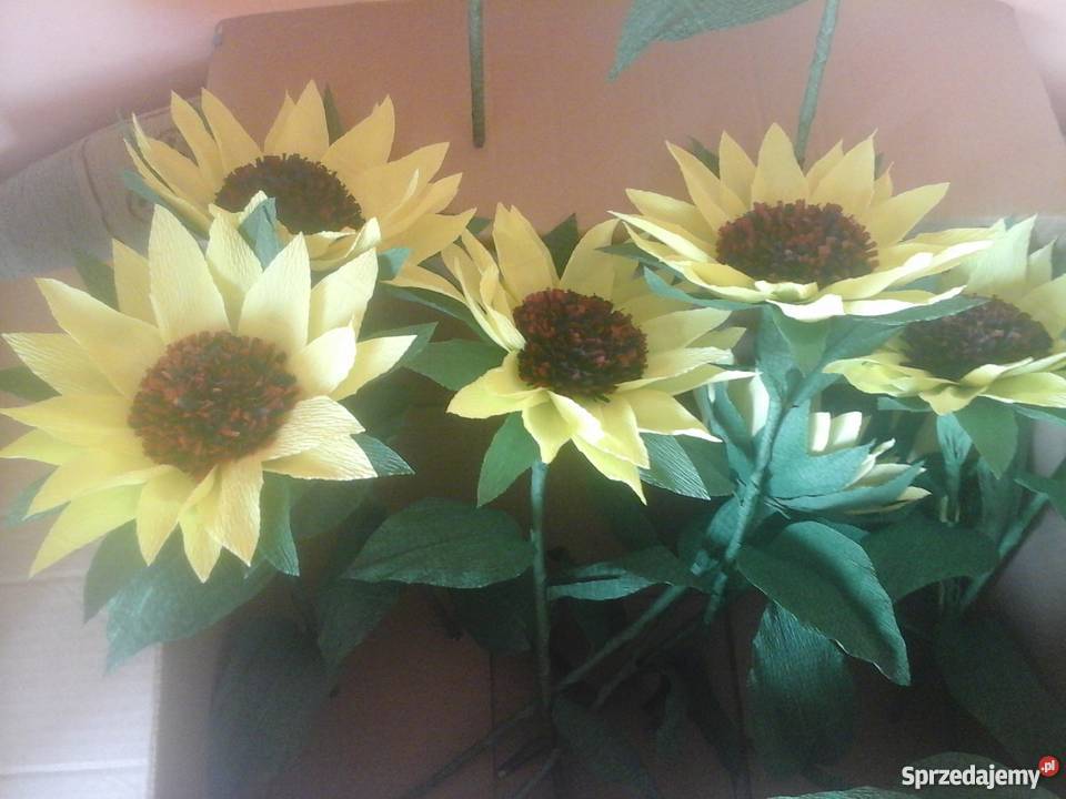 Kwiaty słoneczniki z bibuły krepiny Ropa sprzedam