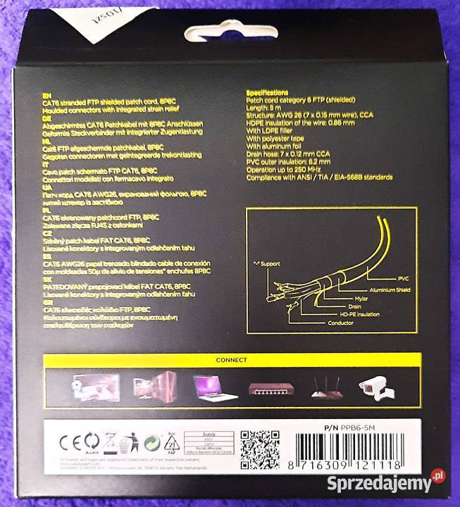 Kabel Ethernet FTP CAT 6 Pack Cord 5 mb mazowieckie Warszawa sprzedam