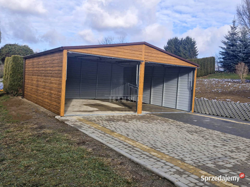 Garaż blaszany 6x65m bramy uchylne rynny dwuspad samodzielny Bydgoszcz