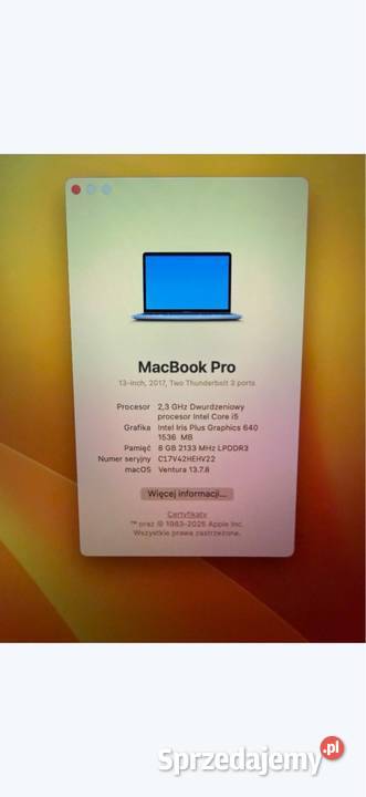 Apple Macbook Pro 2017 A1708 120 Laptopy i netbooki sprzedam