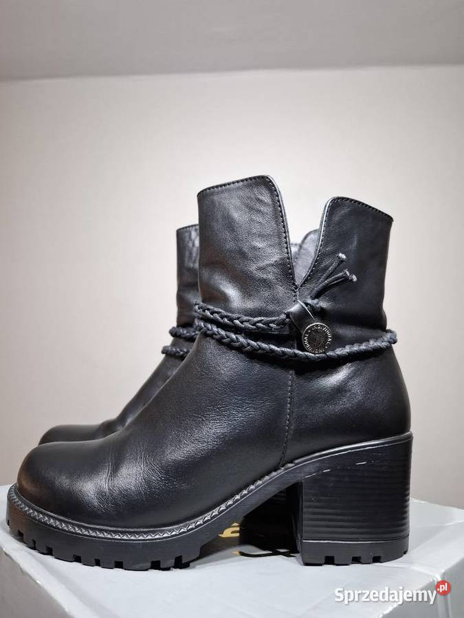 Botki damskie 38 czarne skórzane Kraków