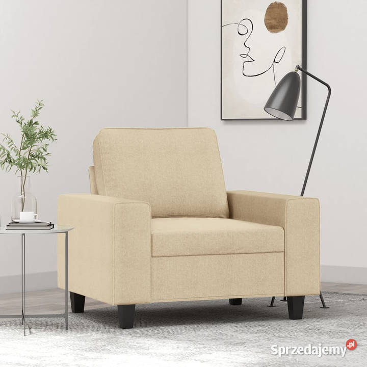 Fotel kremowy 60 obity tkaniną WM359377