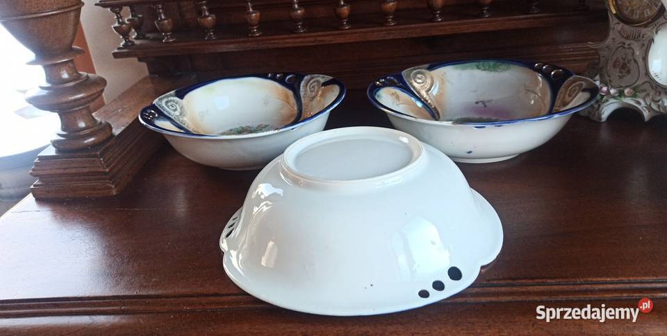 Patera ze scenką w lustrze misa z ażurem Gdańsk