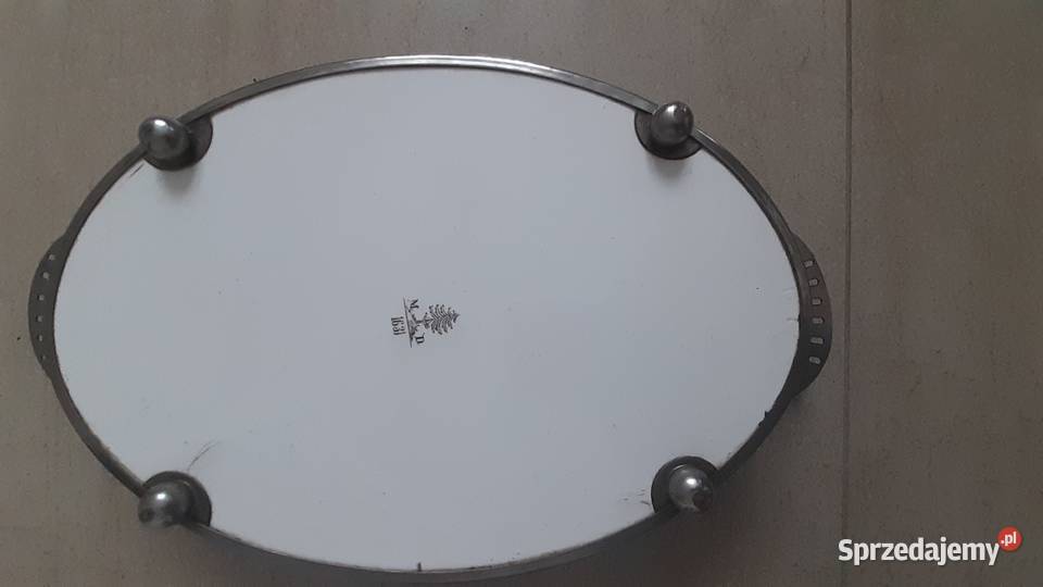 Patera metalowa z porcelanowymzdobionym dnem Wrocław sprzedam