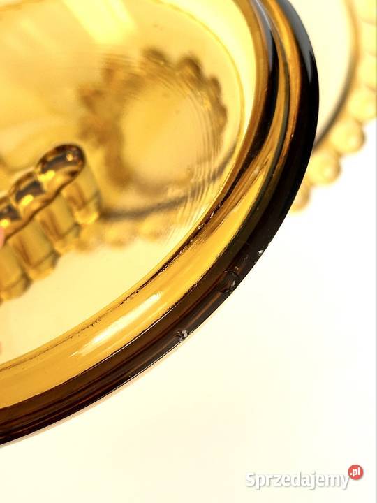 Piękna duża szklana miodowa bomboniera Rudolfova Warszawa sprzedam