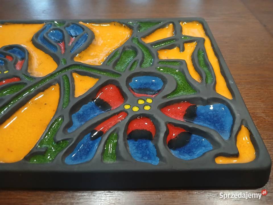 Duża emaliowana tablica ścienna z grafiką w Gorzkowice