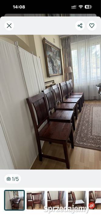 6 krzeseł lite drewno ciemny brąz Konstancin-Jeziorna